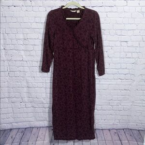 J.Jill Womens Dark Floral Babydoll Midi Dress Purple Size XS Romantic Whimsigoth
